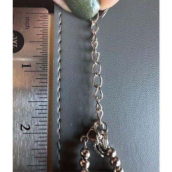 Amethyst multi raw stone with silver tone and black beads and matching earrings - Picture 11 of 14